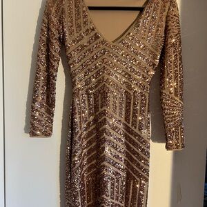 BCBG Max Azria Rose Gold Sequin mini dress